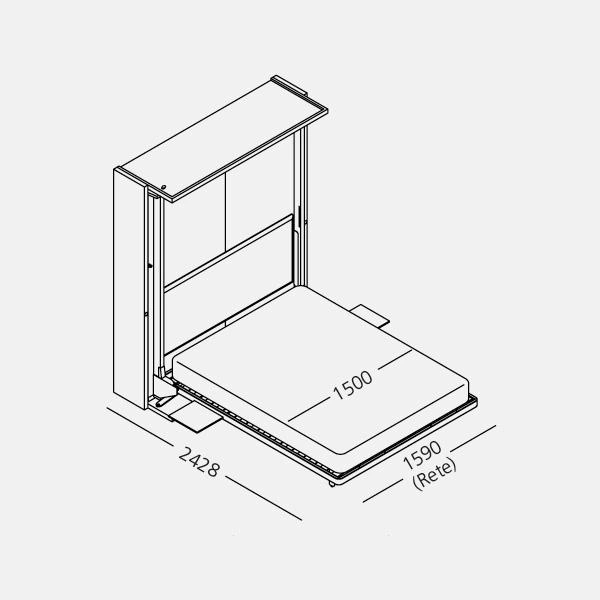 Dimension drawing of double wall bed LGM 2.0 Book Table — drawing 2