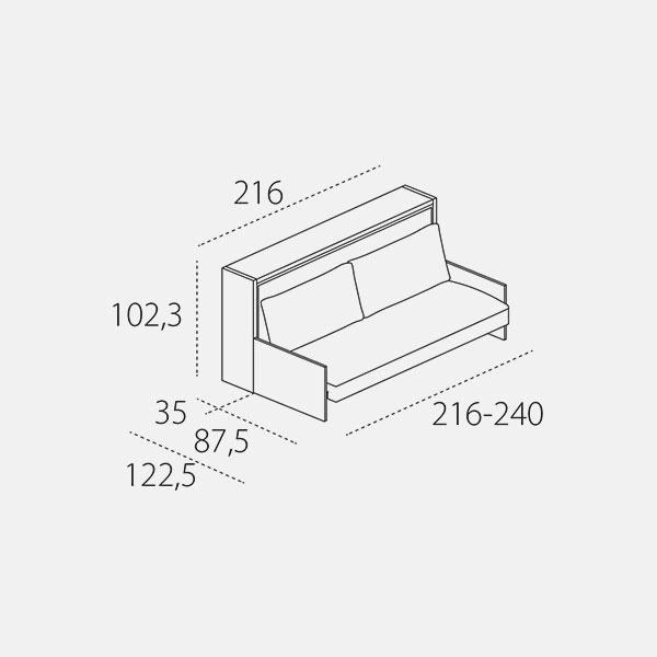 Dimension drawing of wall bed Kali Sofa — drawing 1