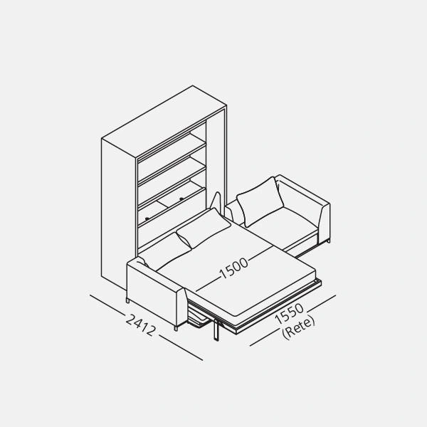Dimension drawing of double wall bed Tonale 201-281 — drawing 8