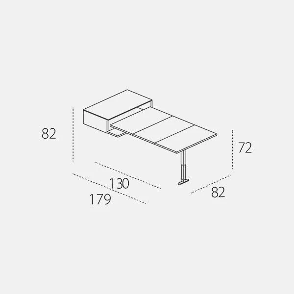 Pull-out folding table App — Base configuration — open