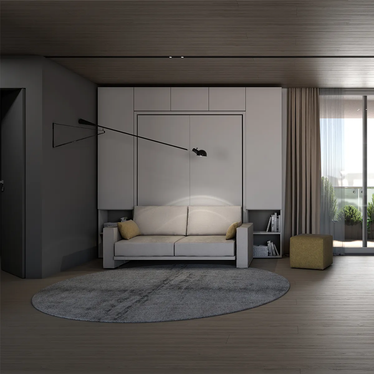 25 m² studio with Minerva — Alternative layout 01