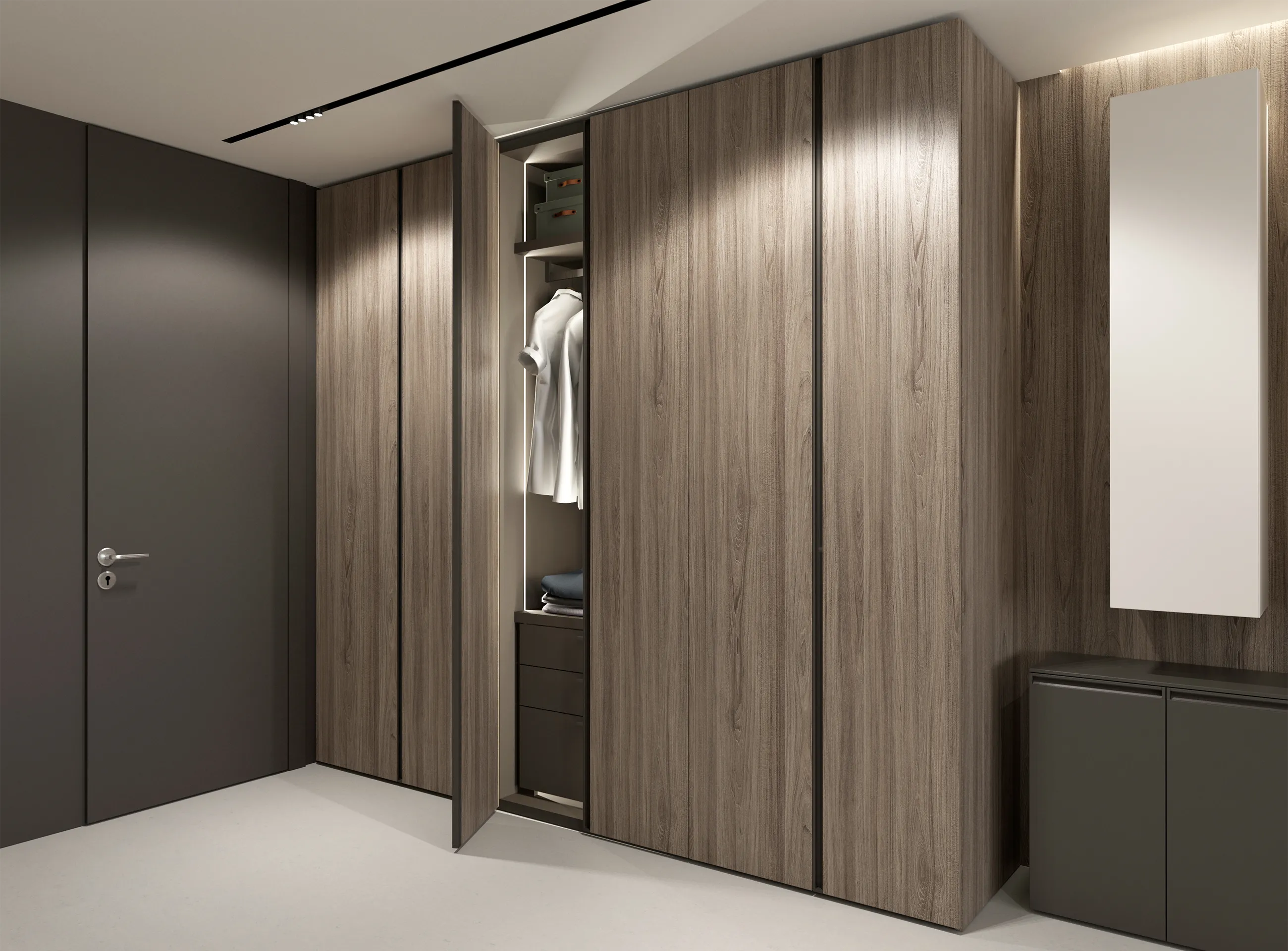 Transforming furniture in a multifunctional space — 30 m² city apartment — Room view 09