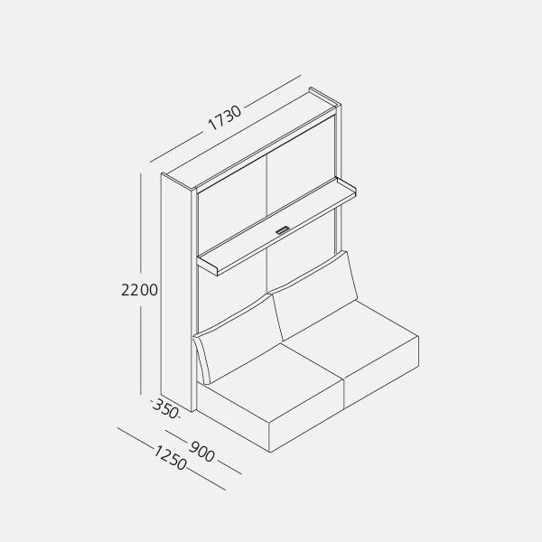Dimension drawing of double wall bed Swing — drawing 3