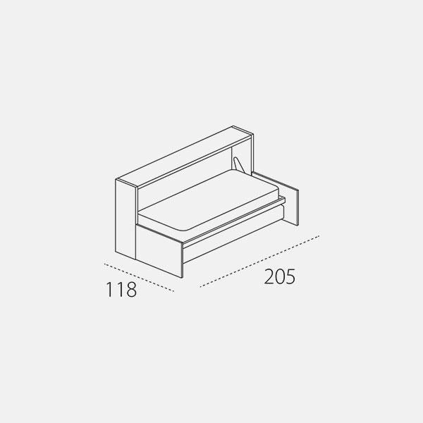 Dimension drawing of wall bed Kali Sofa — drawing 2