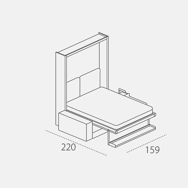 Dimension drawing of double wall bed Tango Componibile — drawing 6