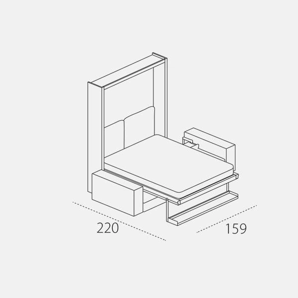 Dimension drawing of double wall bed Tango Sofa — drawing 6