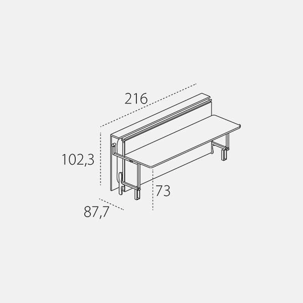 Dimension drawing of wall bed Cabrio In — drawing 1