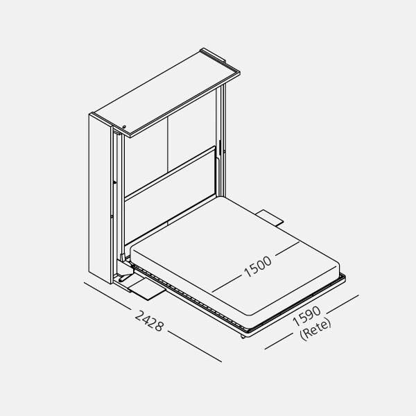 Dimension drawing of double wall bed LGM 2.0 Book Table — drawing 5