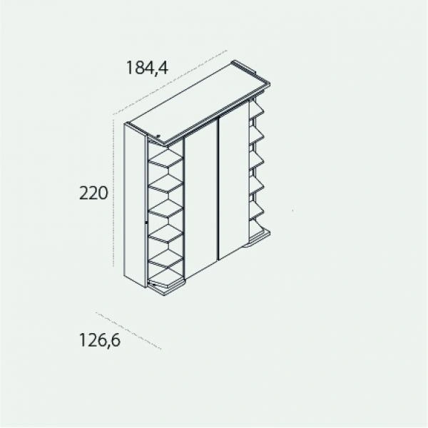 Dimension drawing of double wall bed LGM 2.0 Doors — drawing 1
