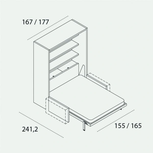 Dimension drawing of double wall bed Penelope 2 Sofa — drawing 4