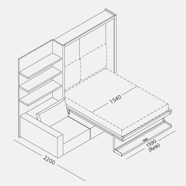 Dimension drawing of double wall bed Swing — drawing 2
