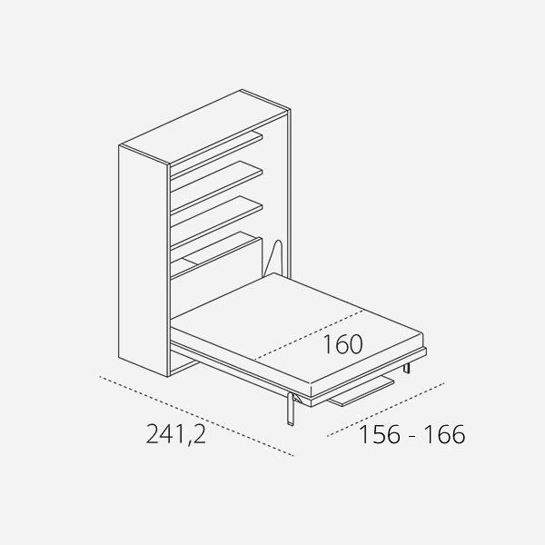 Dimension drawing of double wall bed Penelope 2 Dining — drawing 6