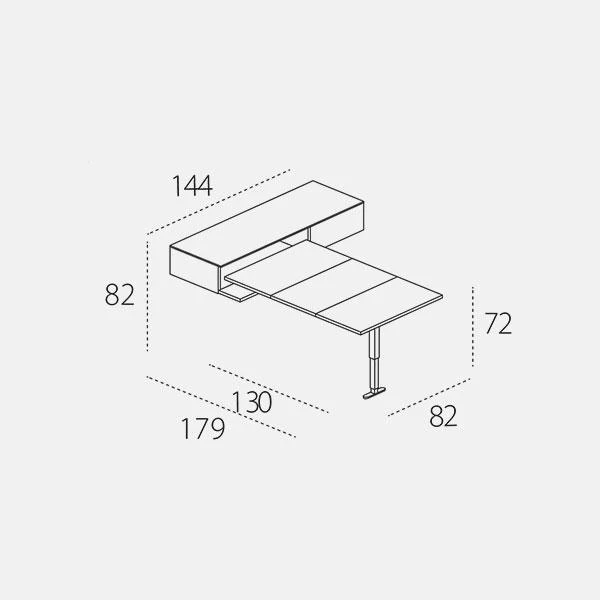 Pull-out folding table App — Additional-drawer configuration — open