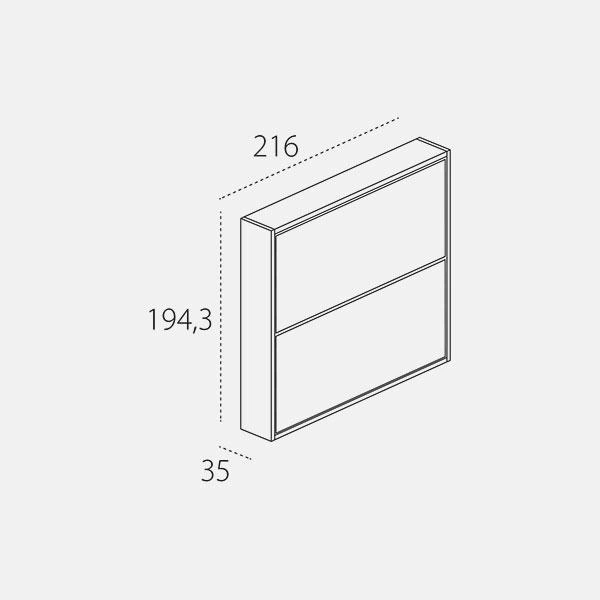 Dimension drawing of foldaway bunk beds Kali Duo Standard — drawing 1