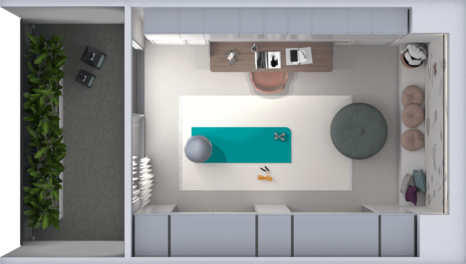 Room plan — Room 01 · Space to study and rest — Day mode