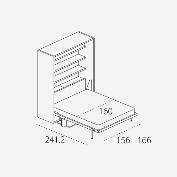 Dimension drawing of double wall bed Penelope 2 Board — drawing 4