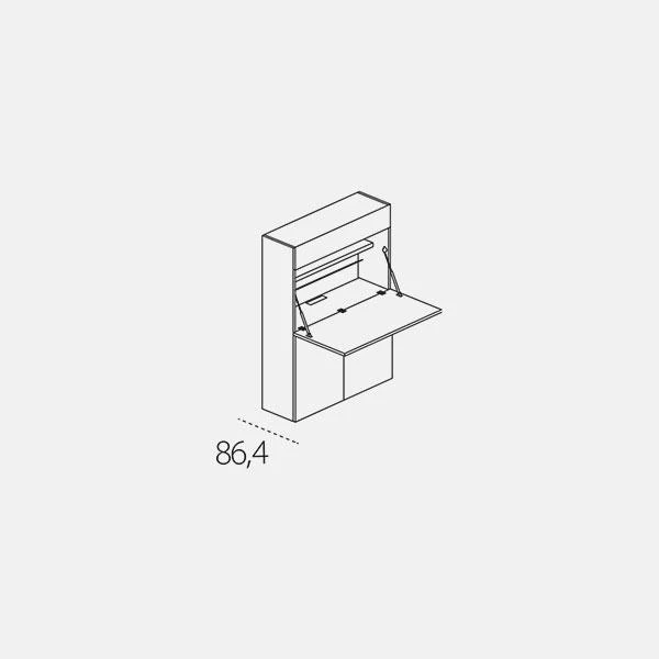 Foldaway home office Home Office — 147.8 cm high unit — open