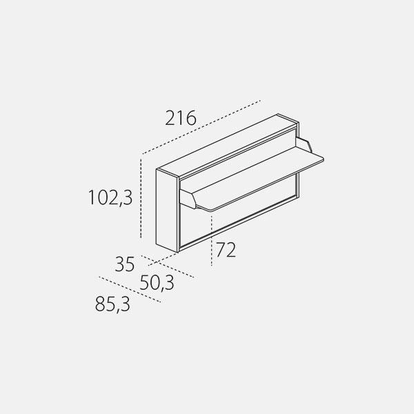 Dimension drawing of wall bed Kali Board — drawing 1
