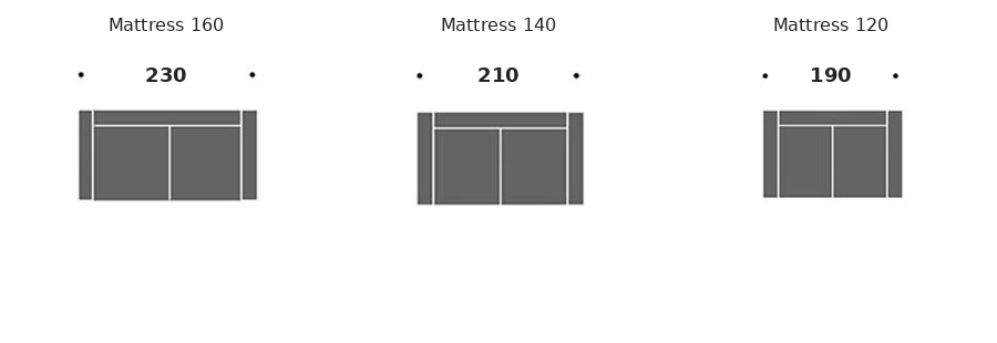 Dimension drawing of sofa bed Oslo — closed sofa