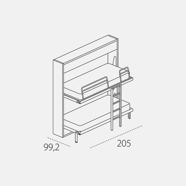 Dimension drawing of foldaway bunk beds Kali Duo Standard — drawing 4
