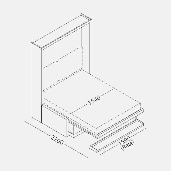 Dimension drawing of double wall bed Oslo Sofa — drawing 8