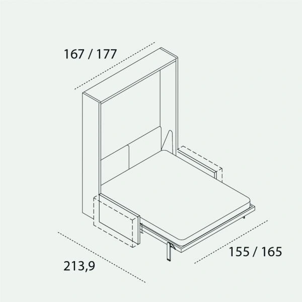 Dimension drawing of double wall bed Penelope 2 Sofa — drawing 2