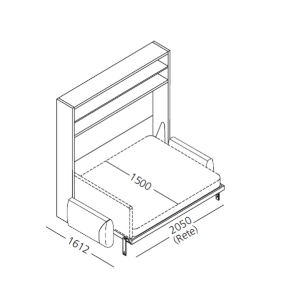 Dimension drawing of double wall bed Minerva Horizontal — drawing 1