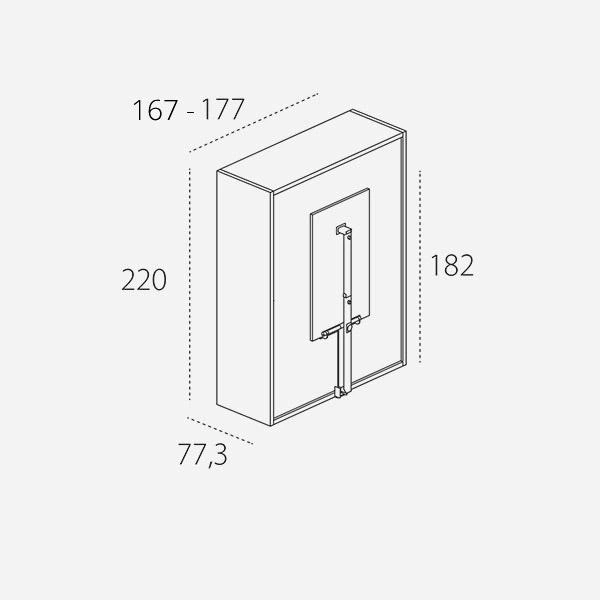 Dimension drawing of double wall bed Penelope 2 Dining — drawing 4