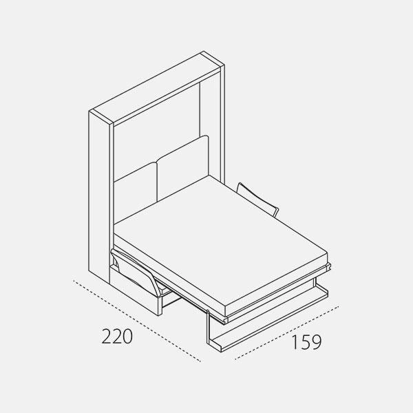 Dimension drawing of double wall bed Nuovoliolà 10 — drawing 2