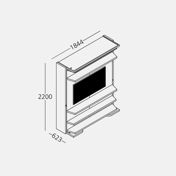 Dimension drawing of double wall bed LGM 2.0 TV — drawing 1