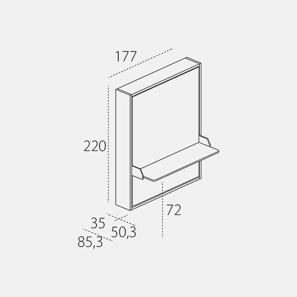 Dimension drawing of double wall bed Penelope 2 Board — drawing 1