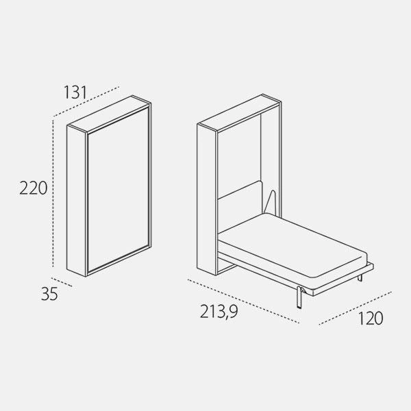 Dimension drawing of wall bed Altea Standard — drawing 2