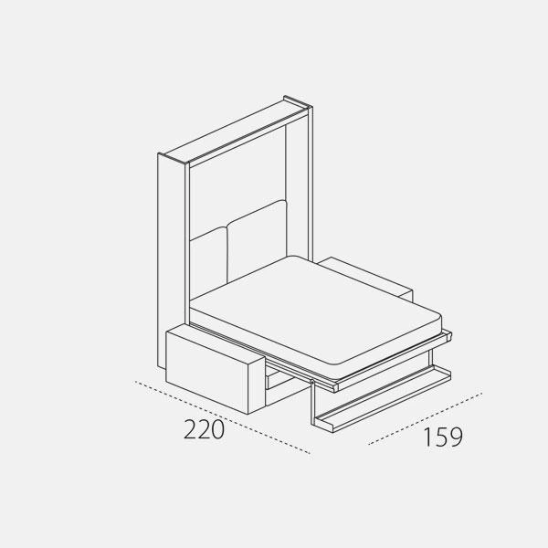 Dimension drawing of double wall bed Tango Sofa — drawing 3