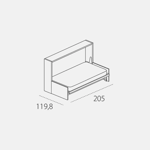 Dimension drawing of wall bed Kali Sofa — drawing 4