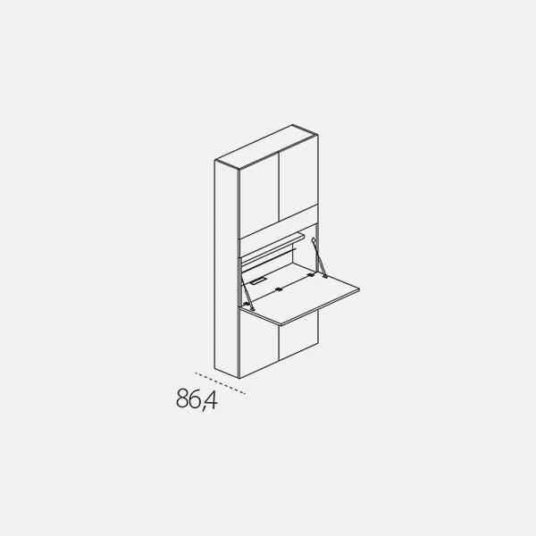 Foldaway home office Home Office — 220 cm high unit — open