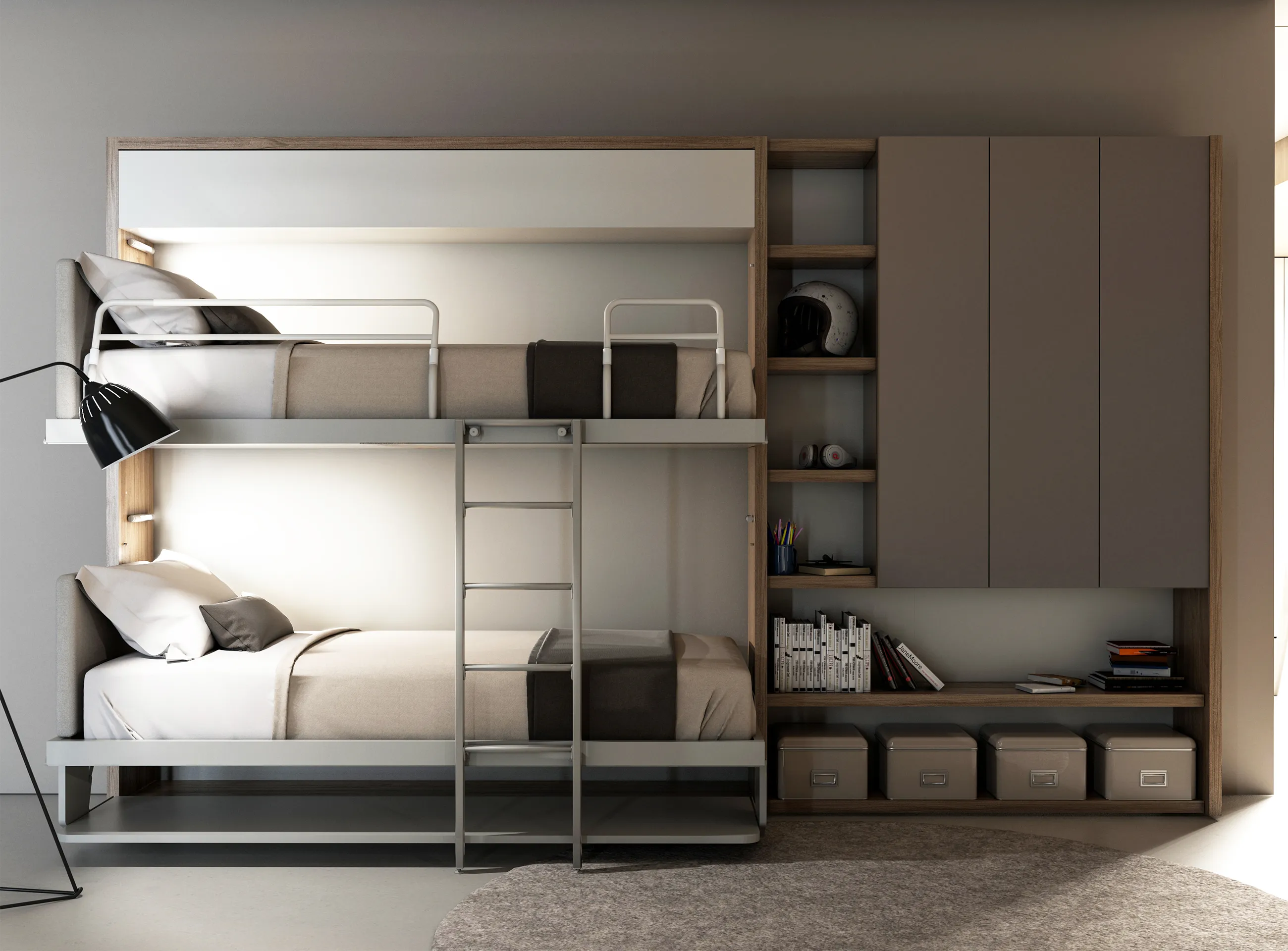 Transforming furniture in a multifunctional space — 50 m² family apartment — Room view 13