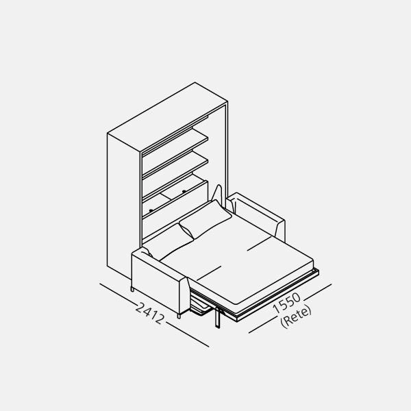 Dimension drawing of double wall bed Tonale 201-281 — drawing 4