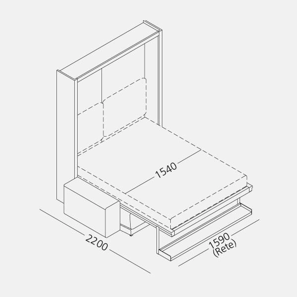 Dimension drawing of double wall bed Oslo Sofa — drawing 6