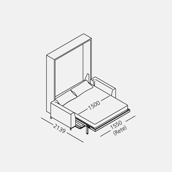 Dimension drawing of double wall bed Tonale 201-281 — drawing 2