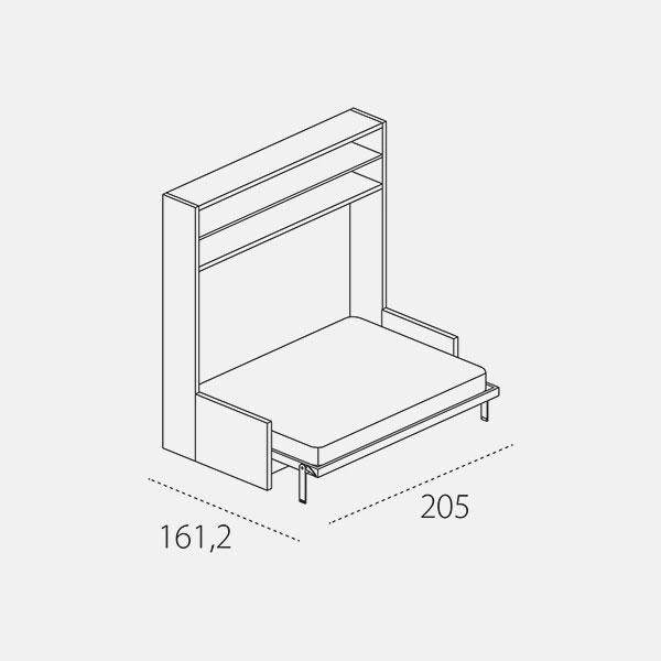 Dimension drawing of double wall bed Circe Sofa — drawing 2