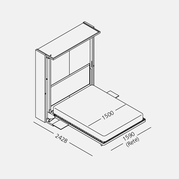 Dimension drawing of double wall bed LGM 2.0 TV — drawing 4