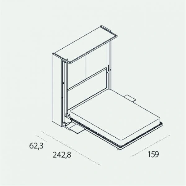 Dimension drawing of double wall bed LGM 2.0 Doors — drawing 2