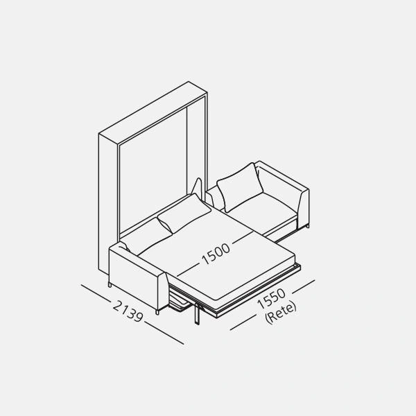 Dimension drawing of double wall bed Tonale 201-281 — drawing 6