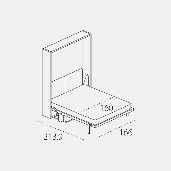 Dimension drawing of double wall bed Penelope 2 Board — drawing 2