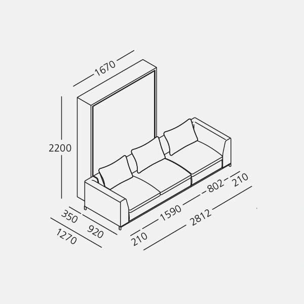 Dimension drawing of double wall bed Tonale 201-281 — drawing 5
