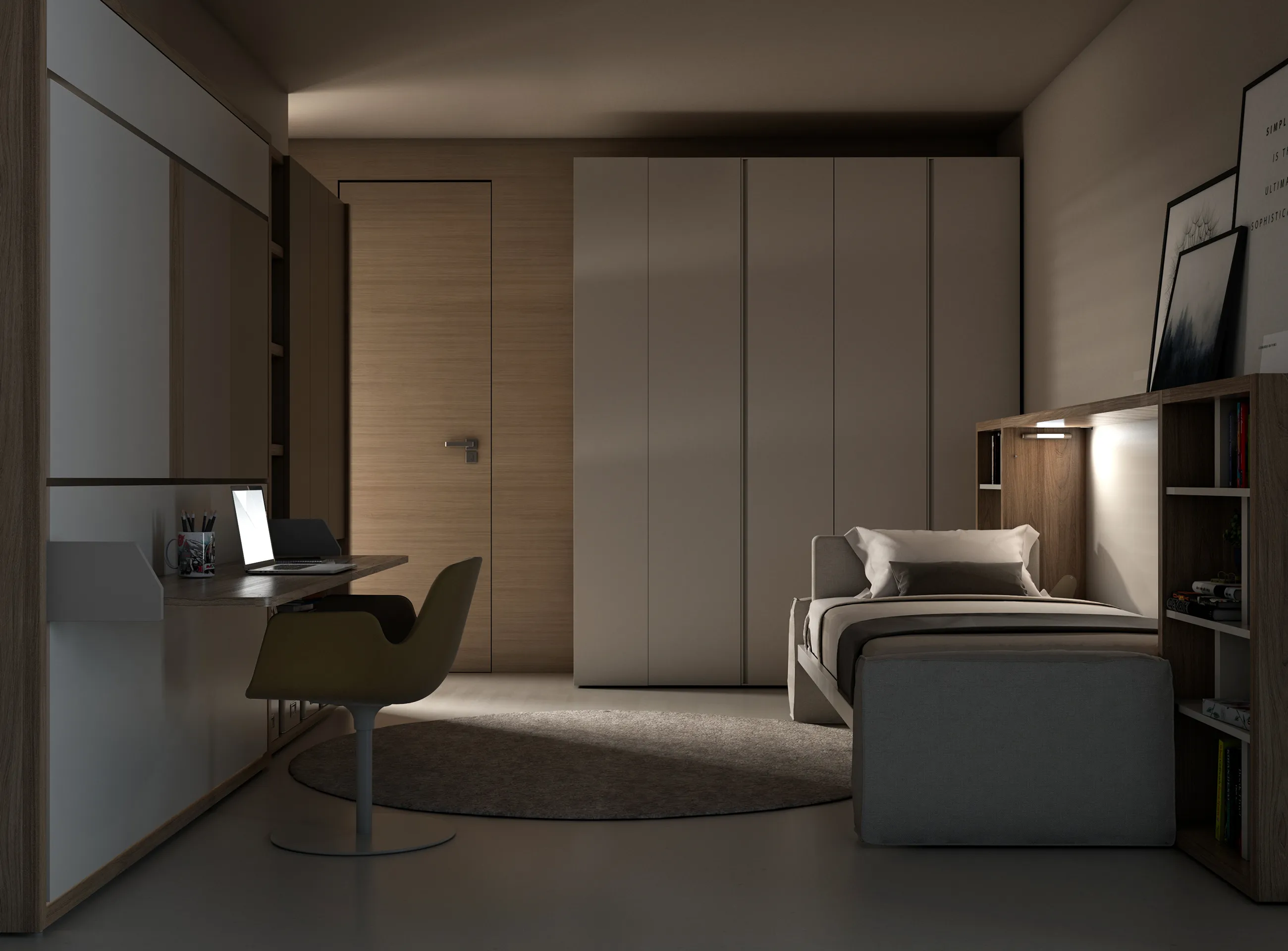 Transforming furniture in a multifunctional space — 50 m² family apartment — Room view 10