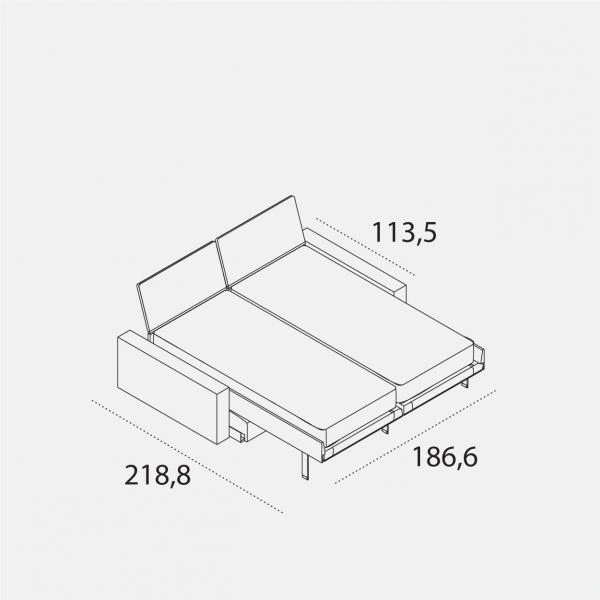 Dimension drawing of double wall bed Ella & Louis — drawing 2