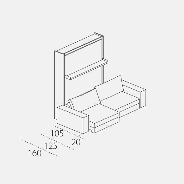 Dimension drawing of double wall bed Tango Sofa — drawing 5