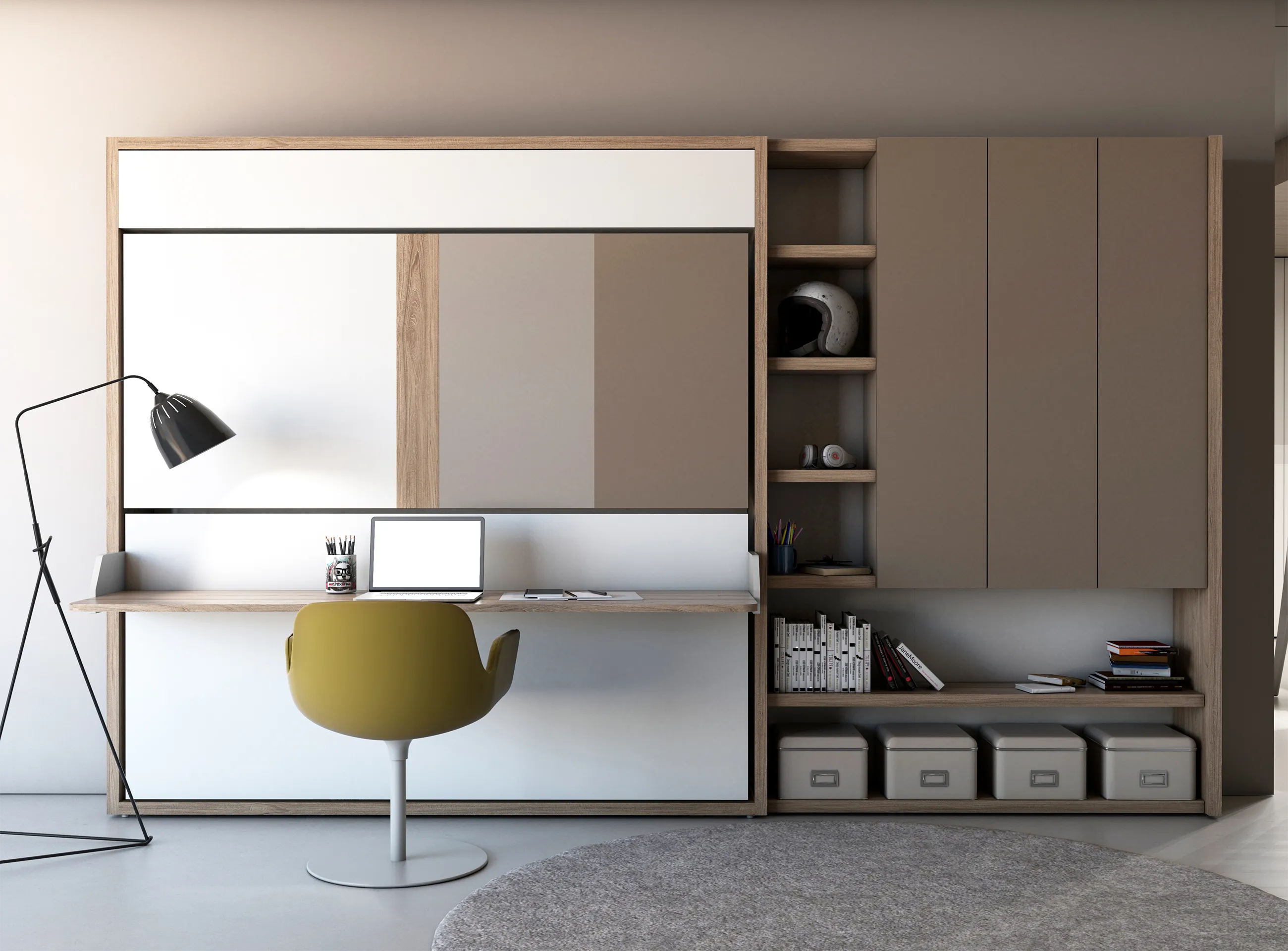 Transforming furniture in a multifunctional space — 50 m² family apartment — Room view 11