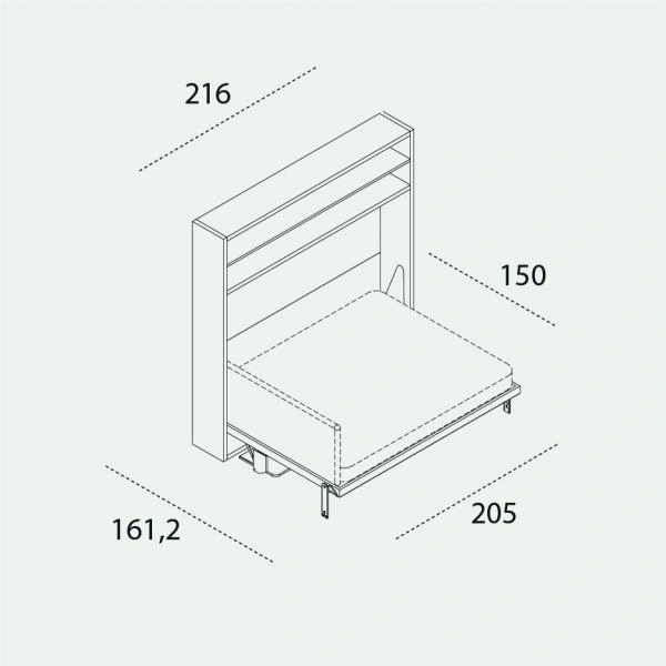 Dimension drawing of double wall bed Circe Board — drawing 2